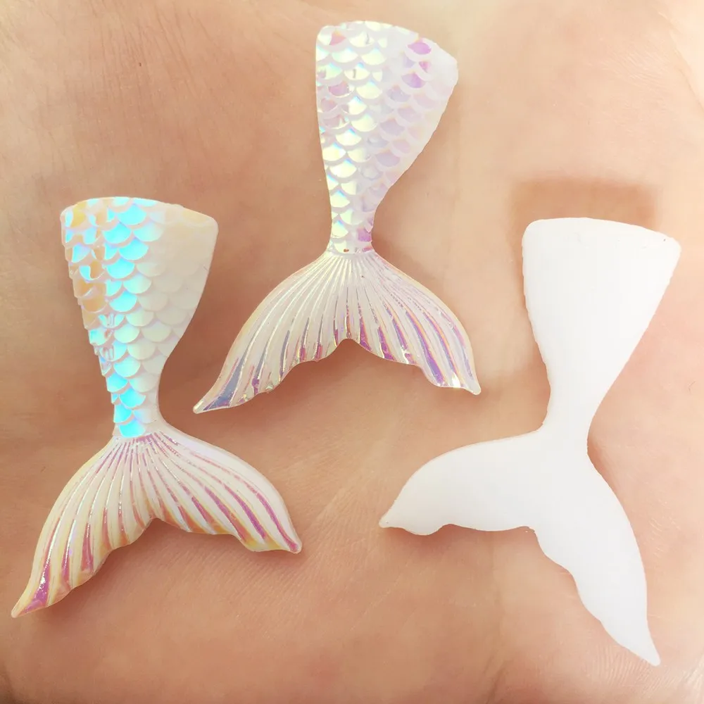 6 Pcs AB Resin 3D Beautiful Mermaid Tail Flat Back Rhinestone Scrapbook DIY Wedding  Ornaments Craft F588