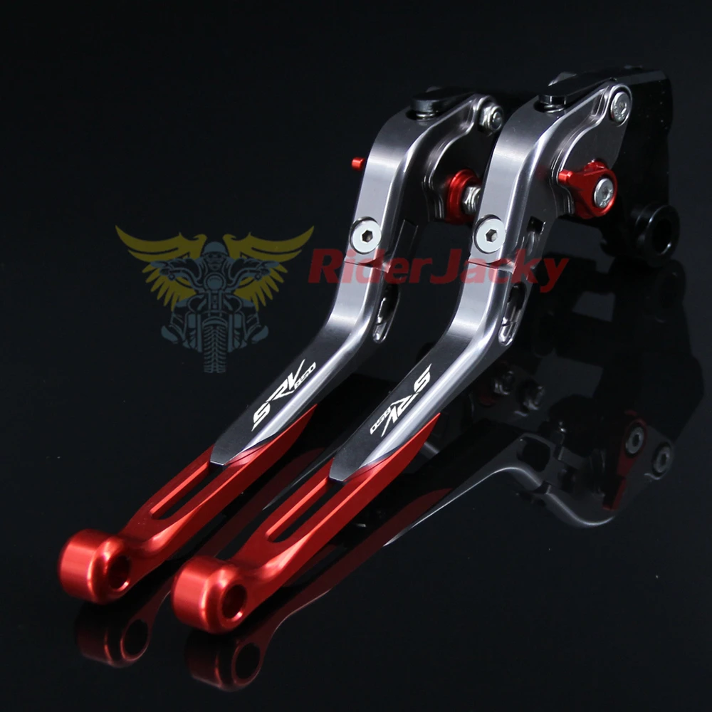 Logo SRV850 Red+Titanium For Aprilia SRV 850 Srv850 2012-2016 2014 2015 13 CNC Folding Extendable Motorcycle Brake Clutch Levers