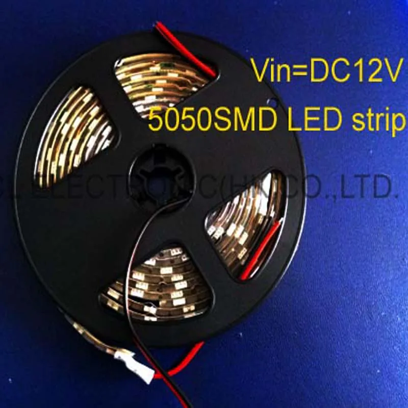 High-intensity 5050 3 chips DC12V  led flex strip 60pcs/m 5050SMD, led soft strip waterproof 12V free shipping 5M/lot