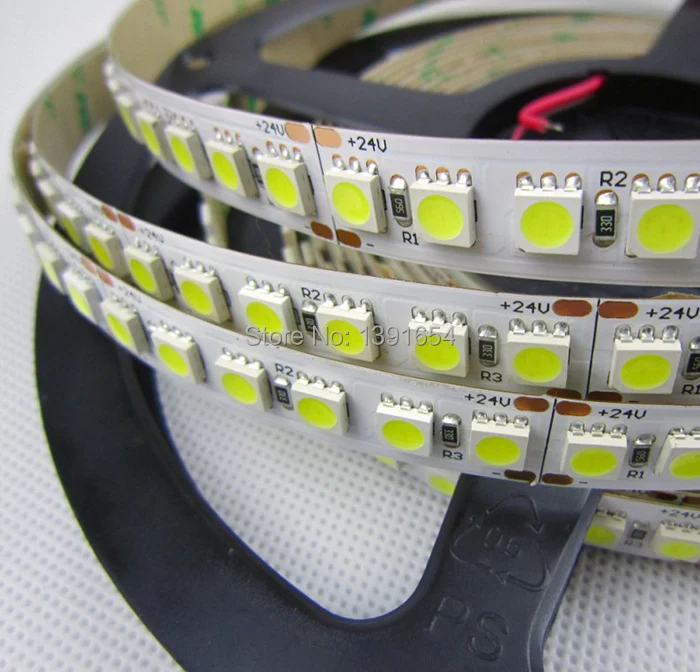 

Non-Waterproof 100M/lot 1800LM/M 28.8W/M CE ROHS 5050 led strip 120leds/M 600leds/reel/5M white warm white