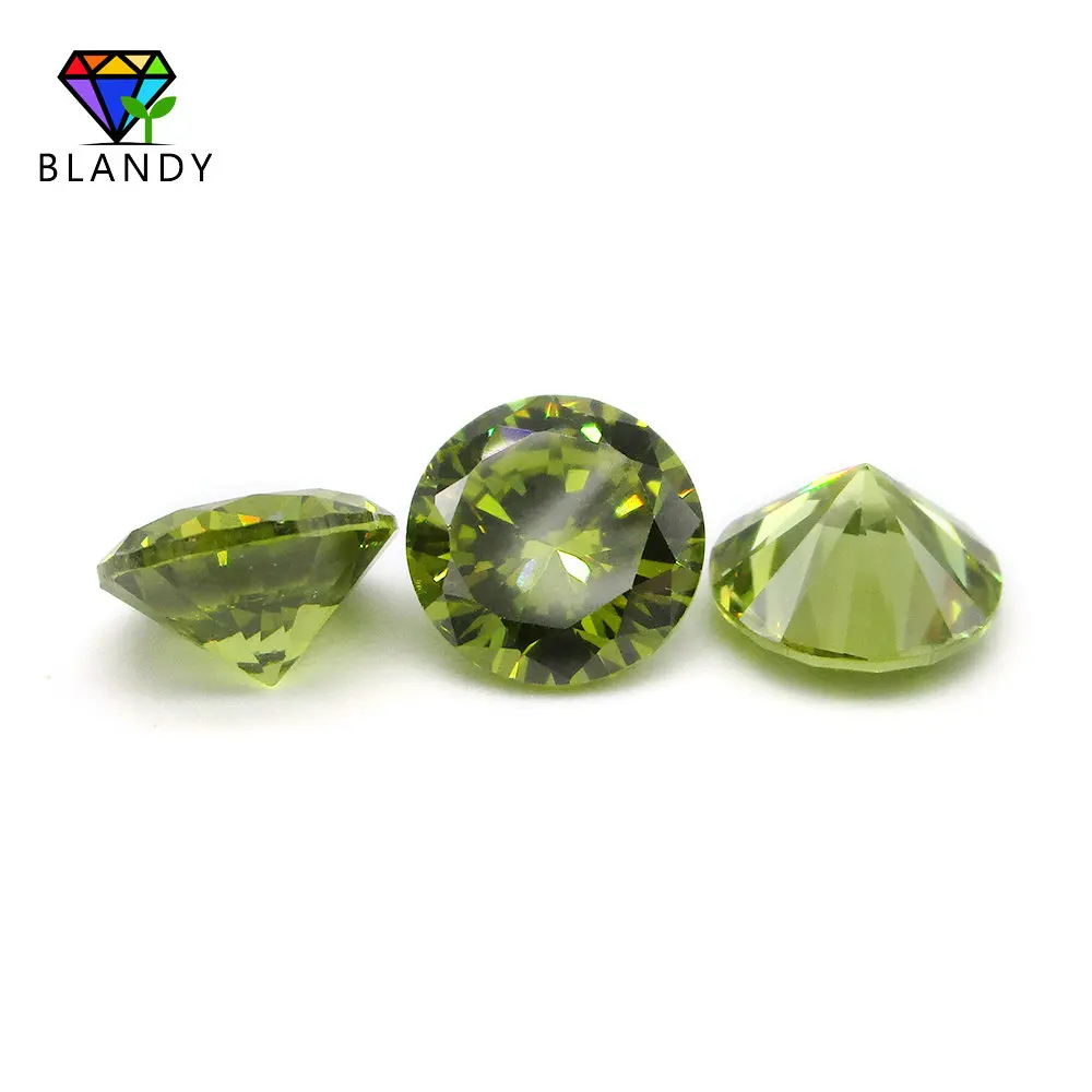 High Quality 100pcs/lot 5A 1.0mm-3.0mm Round Brilliant Cut CZ Stone Loose Peridot Yellow Synthetic Cubic Zirconia Stone