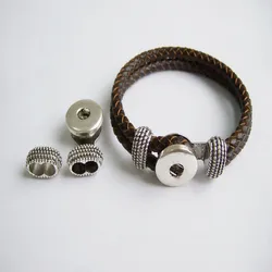 2Sets Antique Silver Color 6mm Double Hole Snap Buttons Hook Clasps Fit Leather Cord Bracelets Jewelry Findings