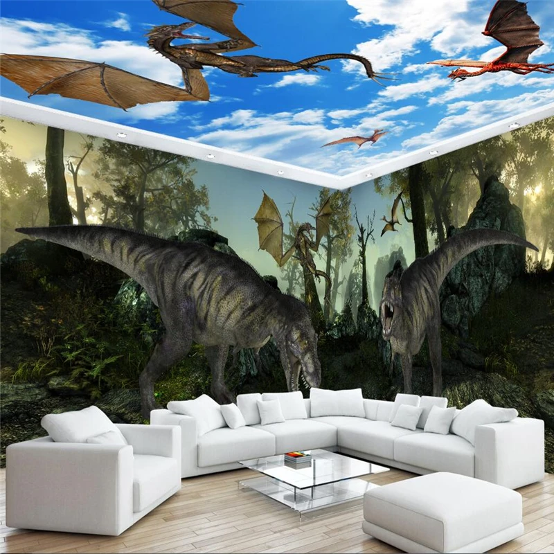 beibehang Wallpaper Mural Wall Sticker 3D Stereo Age Dinosaur Outgoing Theme House Wall Background Wall papel de parede