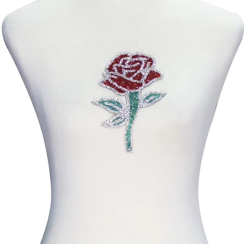 Imagem -06 - Flor de Rosa Vermelha Ferro em Patches Cristal Applique Strass Applique Roupas Faça Você Mesmo Etiqueta T2324