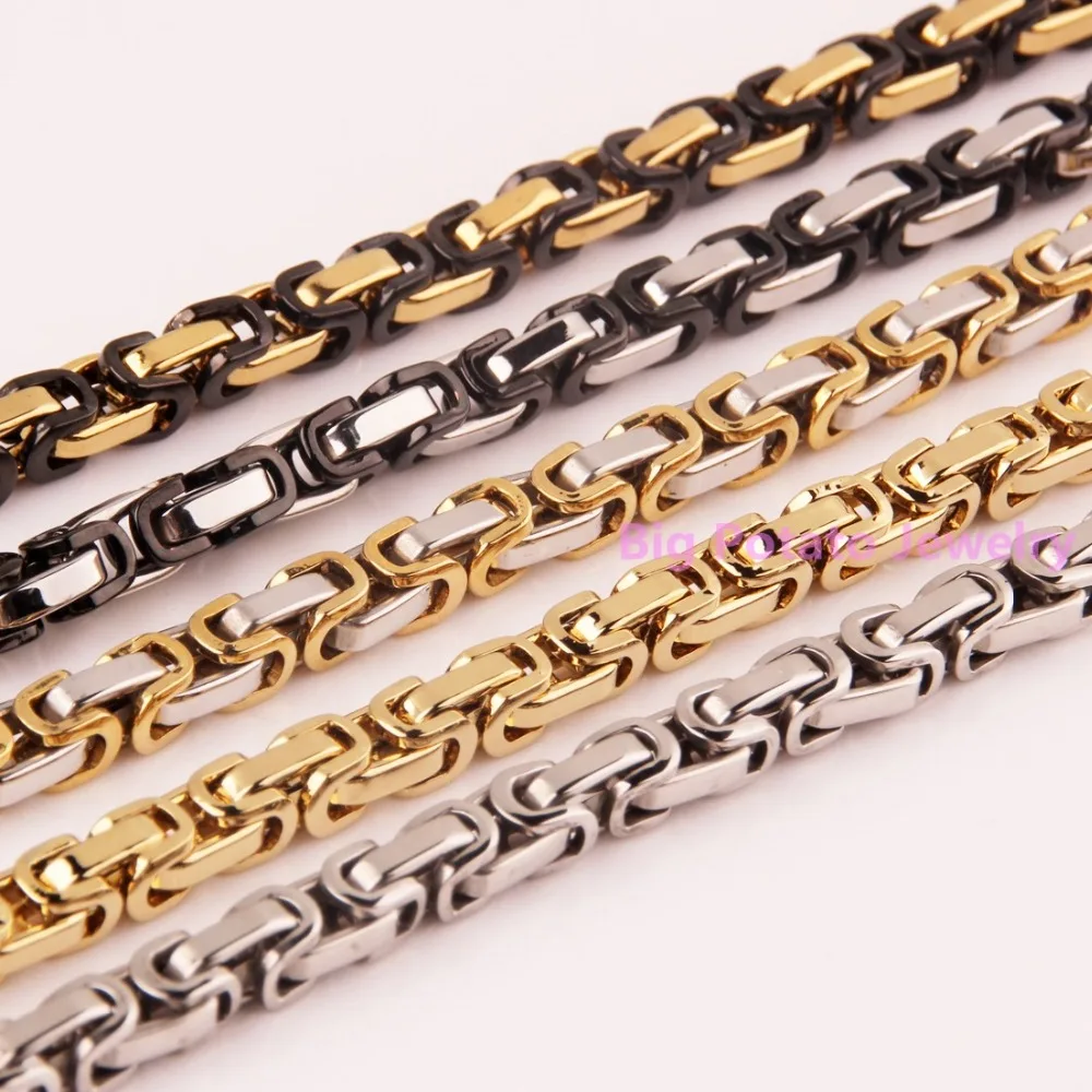 8-40inch Customed Size 5/6/8mm Men Bracelet/Necklace 316L Stainless Steel Multiple Color Choose Byzantine Box Chain Top Hot Sell