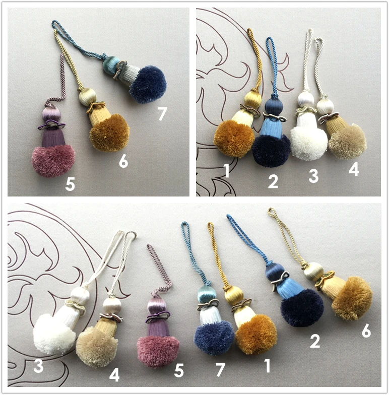 Delicate Small Pompon Tassel Drops for Hometextile Table Runner Pendant Sofa Valance Bag Decorative bobble Accessories