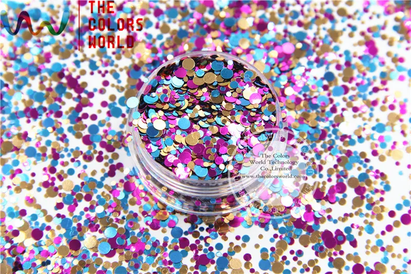 RM321-291 Mix Warna dan Putaran Dot bentuk kilau Metalik Glitter untuk nail art makeup dan DIY dekorasi