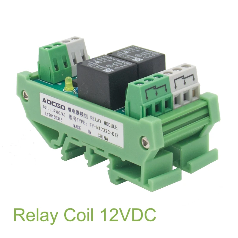 2 channel T73 AC/DC 12V DIN Rail Mount Relay Module