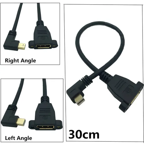 Mini DisplayPort Male 90 도 위/아래/왼쪽/오른쪽 각도-디스플레이 포트 암 패널 마운트 연장 케이블 0.3m  Best5