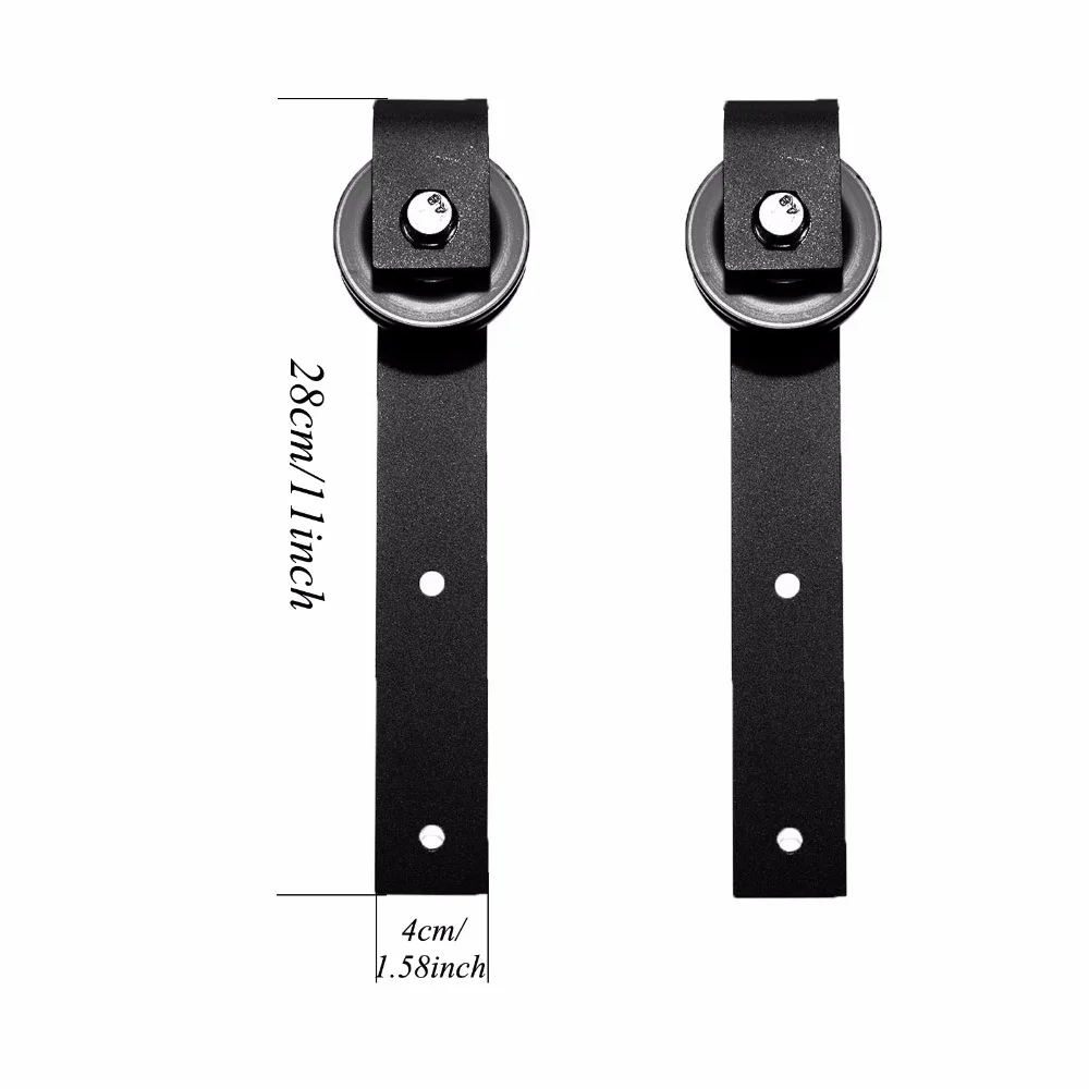 LWZH Ceiling Bracket Mount Sliding Barn Wood Door Hardware Kit 4-20FT J-Shaped Black Rollers for Interior Sliding Barn Door