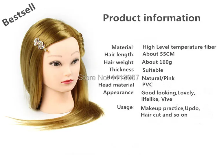 Free Shipping!!Top Level Wig Head With Hair Makeup Mannequin Head Or No Makeup Training Head Available