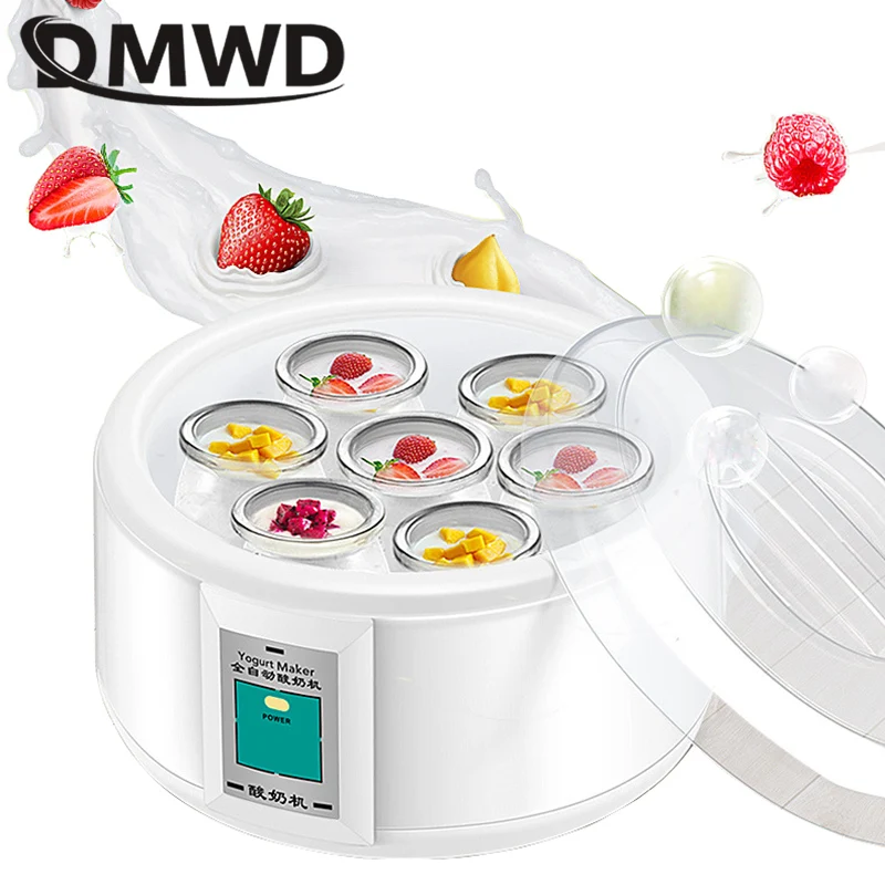 

DMWD 1.5L Automatic Yogurt Maker with 7 Jars Multifunction DIY Tool Stainless Steel liner Natto Rice Wine Pickle Yogurt Machine