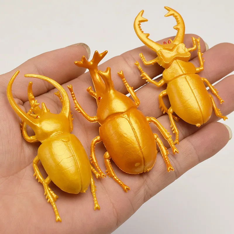 5pcs 5.5cm Simulation beetle Toys Lifelike Model Simulation insect toy nursery teaching aids children's collection toy dress up