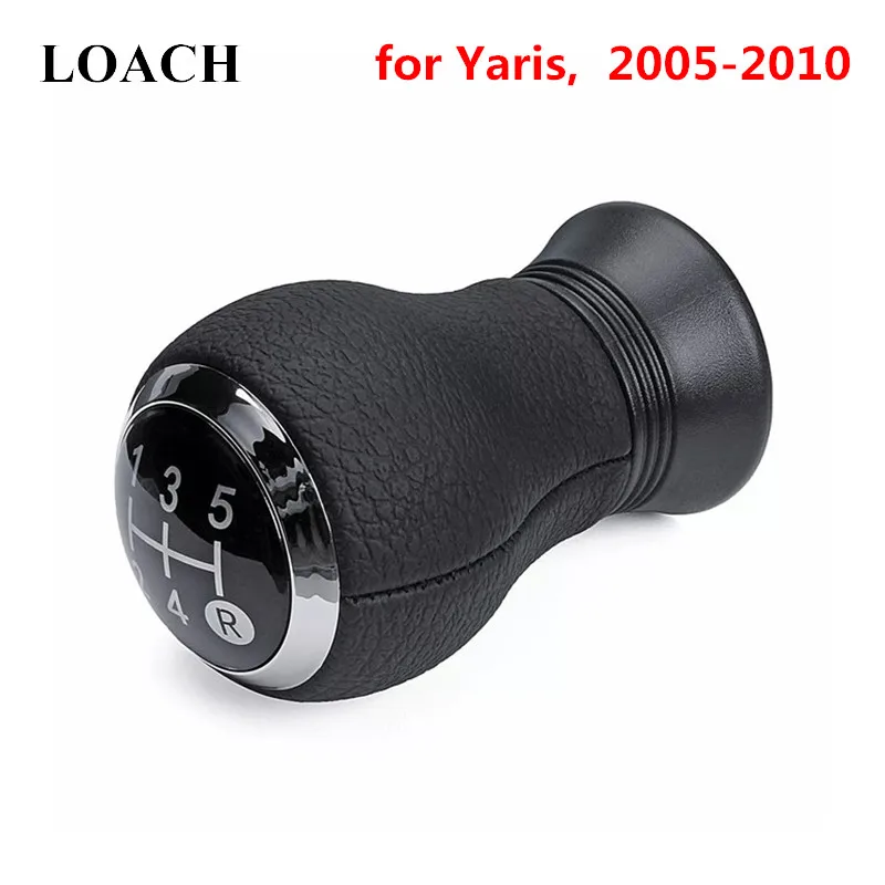 5 Speed MT Car Gear Shift Knob for TOYOTA Yaris 05-10 Shifter Lever Stick Pen Arm Head Ball POMO Chromed PU Leather Gearshifter