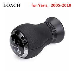 5 Speed MT Car Gear Shift Knob for TOYOTA Yaris 05-10 Shifter Lever Stick Pen Arm Head Ball POMO Chromed PU Leather Gearshifter