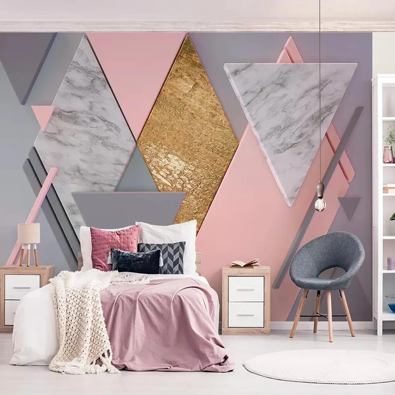 

Diamond pink new geometric Nordic 3D stereo TV background wall