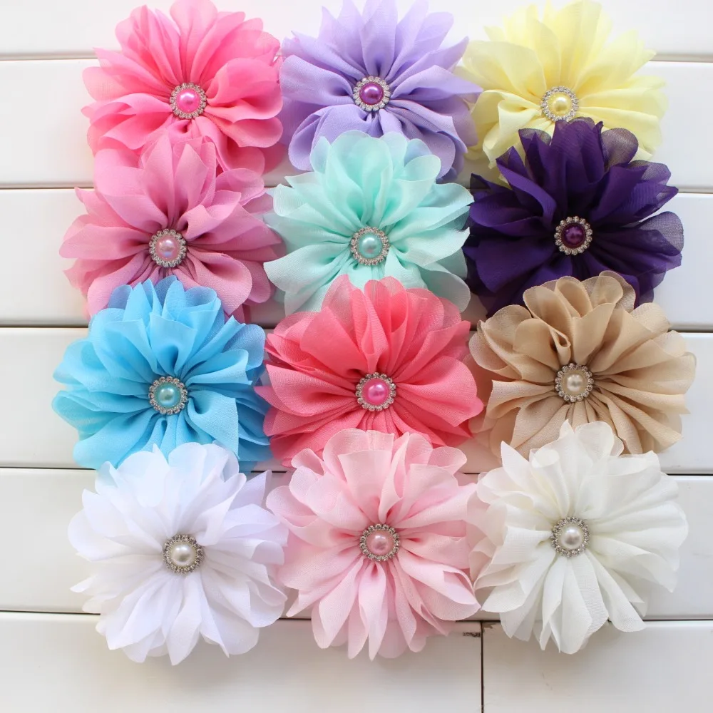 

9cm Kids Girl hair flower Ballerina Flowers Chiffon Flowers,Fabric Flowers For Headbands,Hair Accessories 36pcs