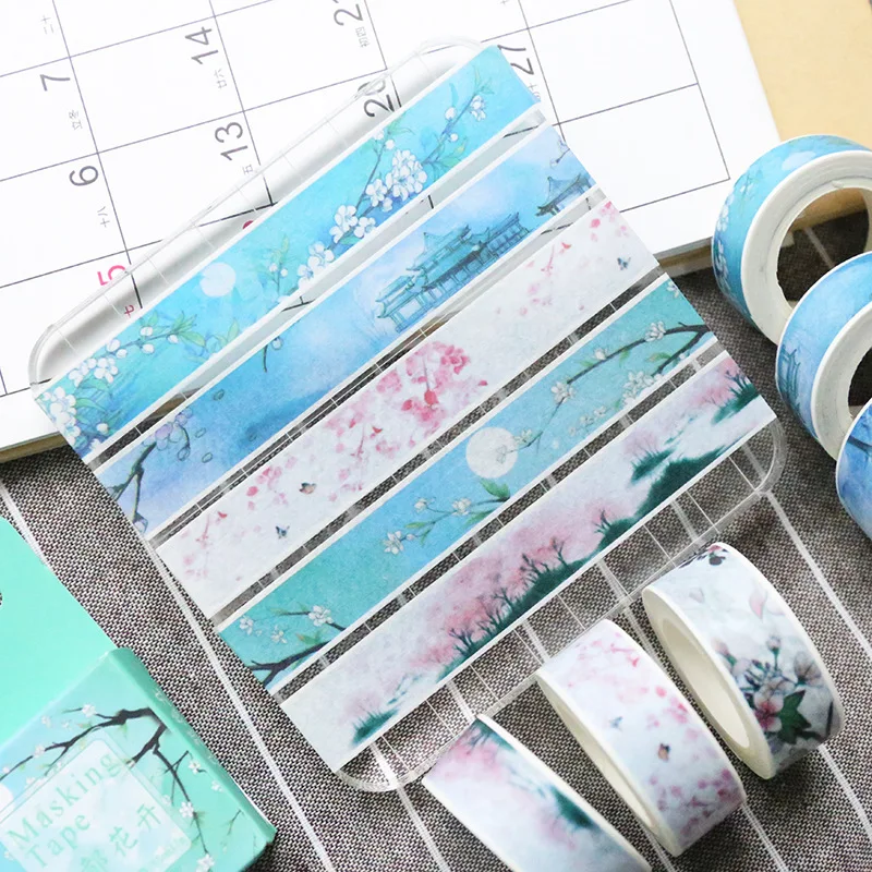 50pcs cute kawaii landscape decoration tape DIY decorative tape diary daily decoration supplies