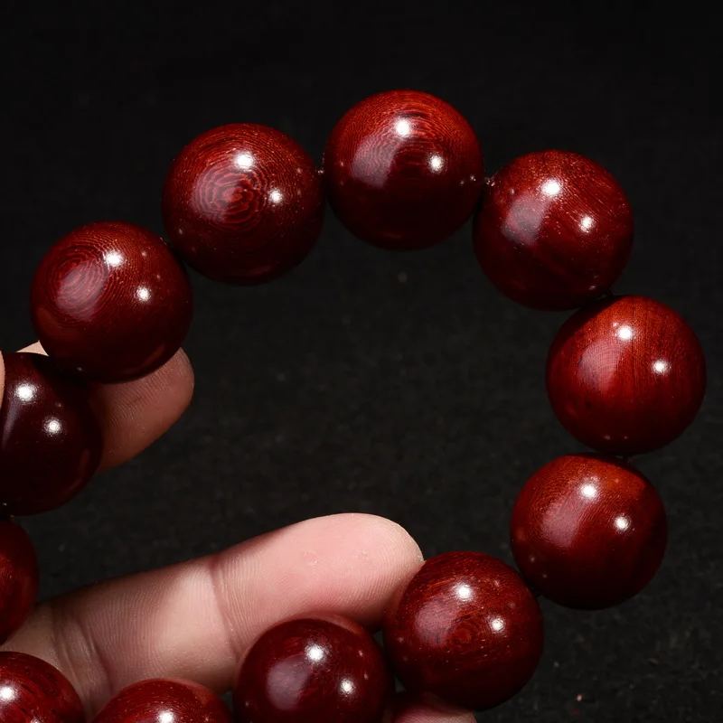 Natural Coate D'Ivoire Lobular Red Sandalwood Bracelets 20mm Beads Fine Carved Buddhist Buddha Bracelet Wood Bracelets Jewelry