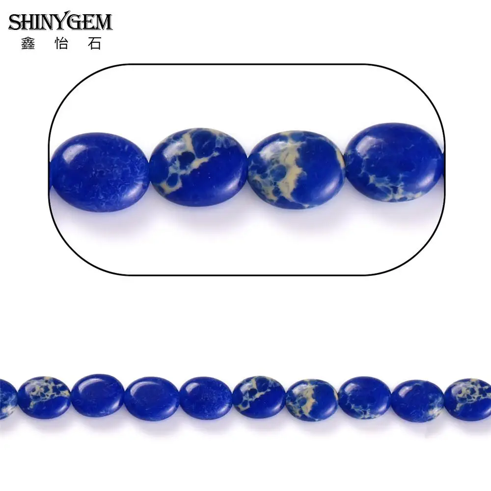 

ShinyGem 2020 Natural Stone Beads 8*10mm Oval Blue Vintage Contracted Sea Sediment Gem Loose For DIY Jewelry Making 20pcs/ Lot