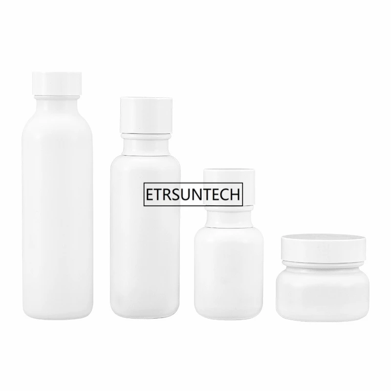 

50pcs 50g White Facial Mask Jar Glass Refillable Cosmetic Container, 50ml Makeup Lotion Bottle White Pump Bottle F3093