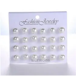 12 pairs/set White Simulated Pearl Stud Earrings Set For Women Girl Fashion Jewelry Accessories Piercing Ball Earrings Wholesale