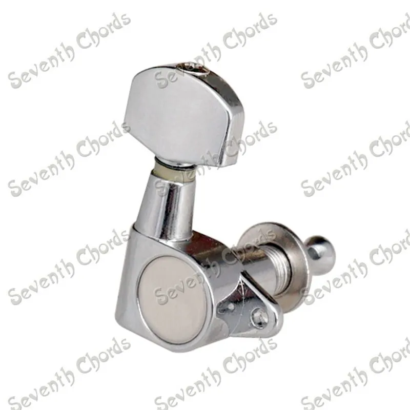 Set tuner pasak penyetel senar gigi tertutup tombol persegi kecil krom kepala mesin untuk bagian Aksesori Gitar