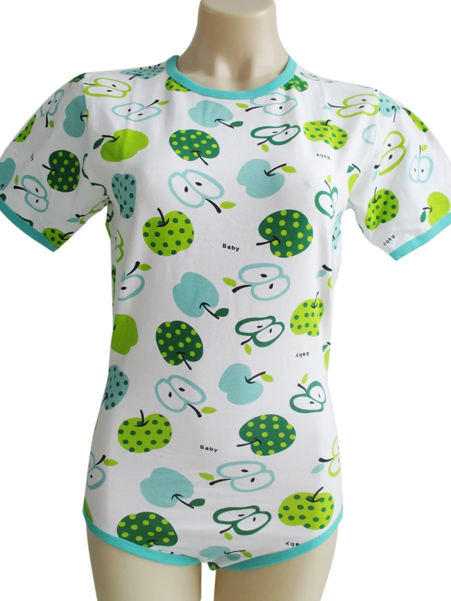 

green apple printing bodysuit/adult onesie/adult baby romper/abdl clothes