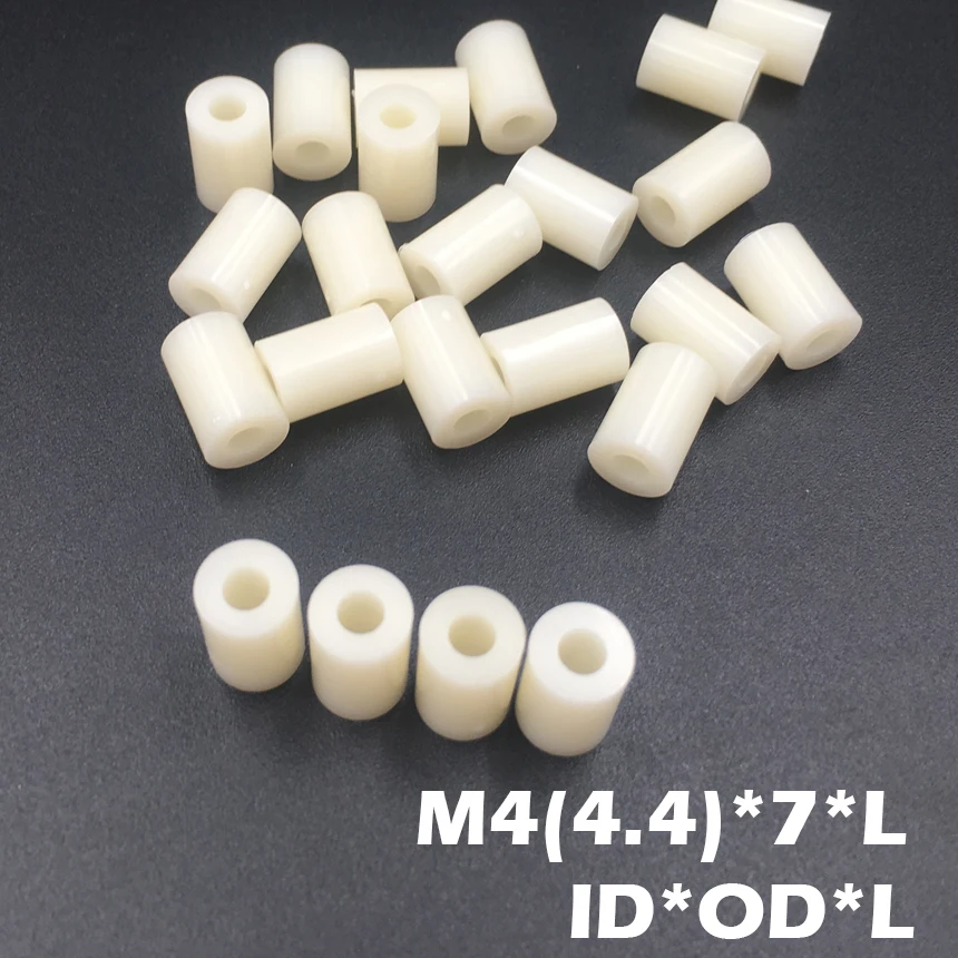 

500pcs M4 4.2*7*12 4.2x7x12 4.2*7*13 4.2x7x13 ID*OD*L ABS Plastic Nylon Round Column Tube Insulation Shim Washer Standoff Spacer