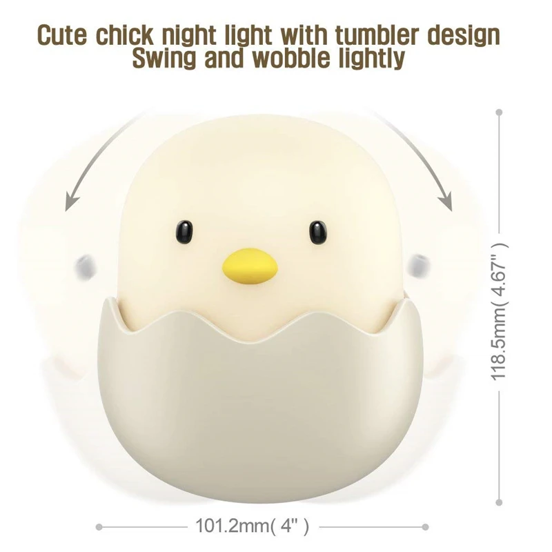 LED Night Light Animal Egg Chick Shape Rechargeable Night lamp Soft Cartoon Baby Nursery Bedroom Lamp for Children Birthday Gift