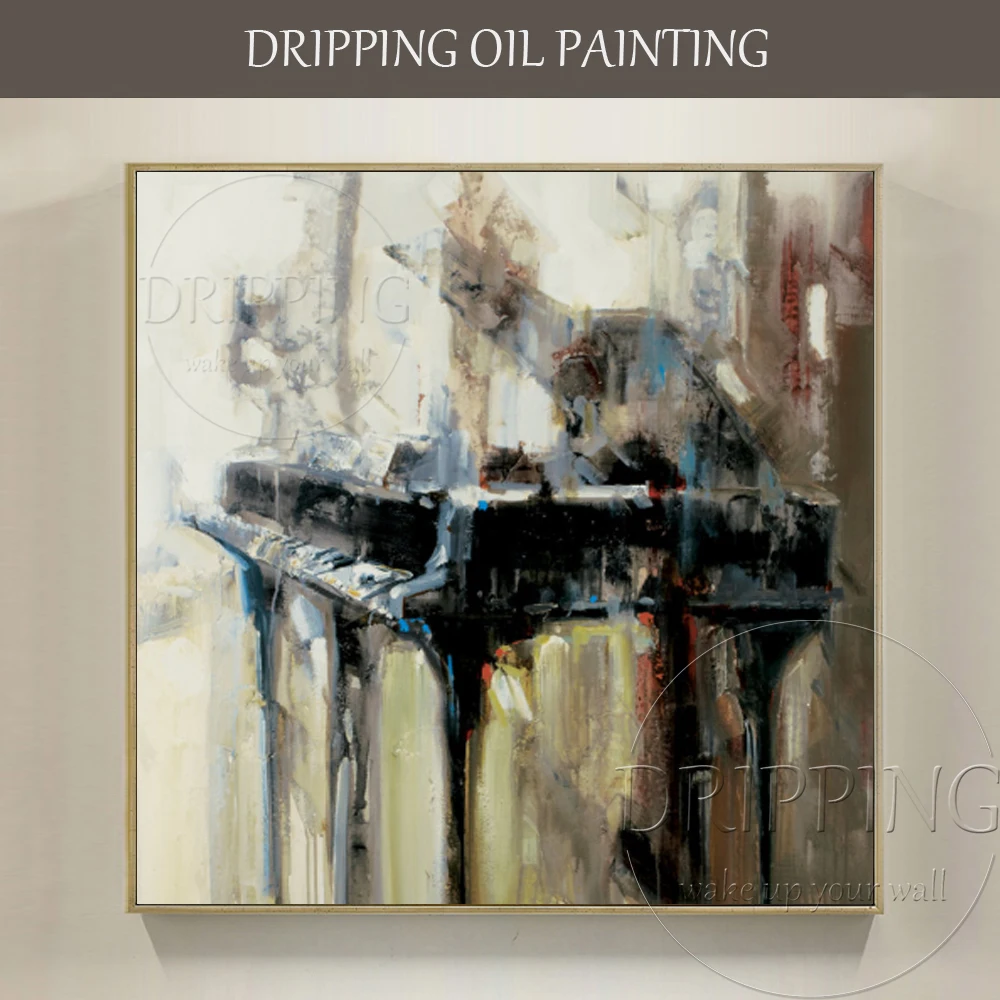 Professional Artist Hand-painted High Quality Impressionist Piano Oil Painting on Canvas Musical Instrument Piano Oil Painting