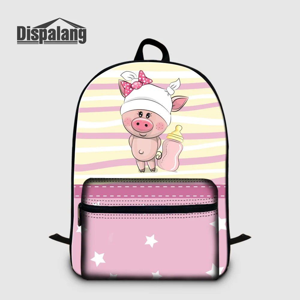 Women Canvas School Bookbags Cartoon Pig Animal Laptop Backpack For Teenage Girls Piggy Female Bagpack Student Computer Rucksack