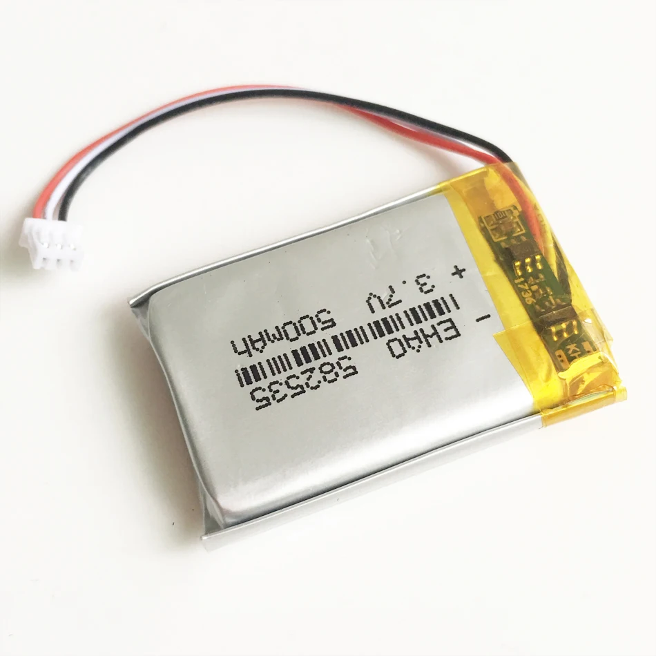 3.7V 500mAh litowo-polimerowa LiPo akumulator z JST 1.25mm 3pin złącze 582535 do Mp3 GPS kamera Bluetooth zegarek