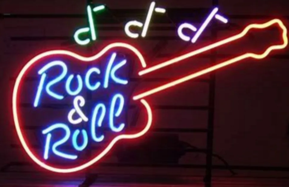 Custom Rock & Roll Glass Neon Light Sign Beer Bar