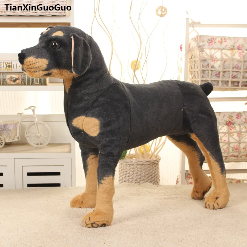 

artificial Rottweiler dog large 50x45cm standing rottweiler dog plush toy ,Christmas gift h0779