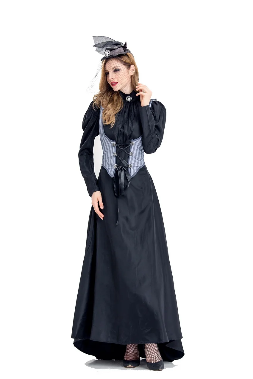 S-XL Black Halloween Vampire Costumes For Woman Female killer Cosplays Purim Carnival Christmas Masquerade Role play Party dress