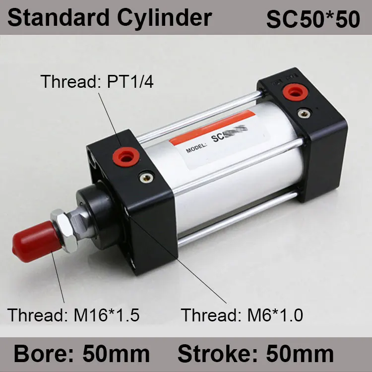 

SC50*50 SC Series Standard Air Cylinders Valve 50mm Bore 50mm Stroke SC50-50 Single Rod Double Acting Pneumatic Cylinder