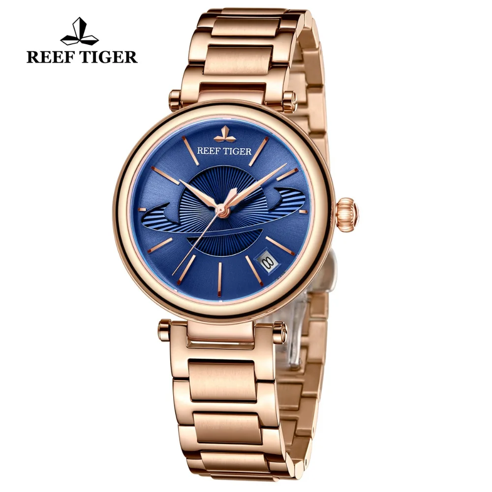 Récif Tiger – montre créative de luxe pour femmes, couleur or Rose et bleu, étanche, RGA1591