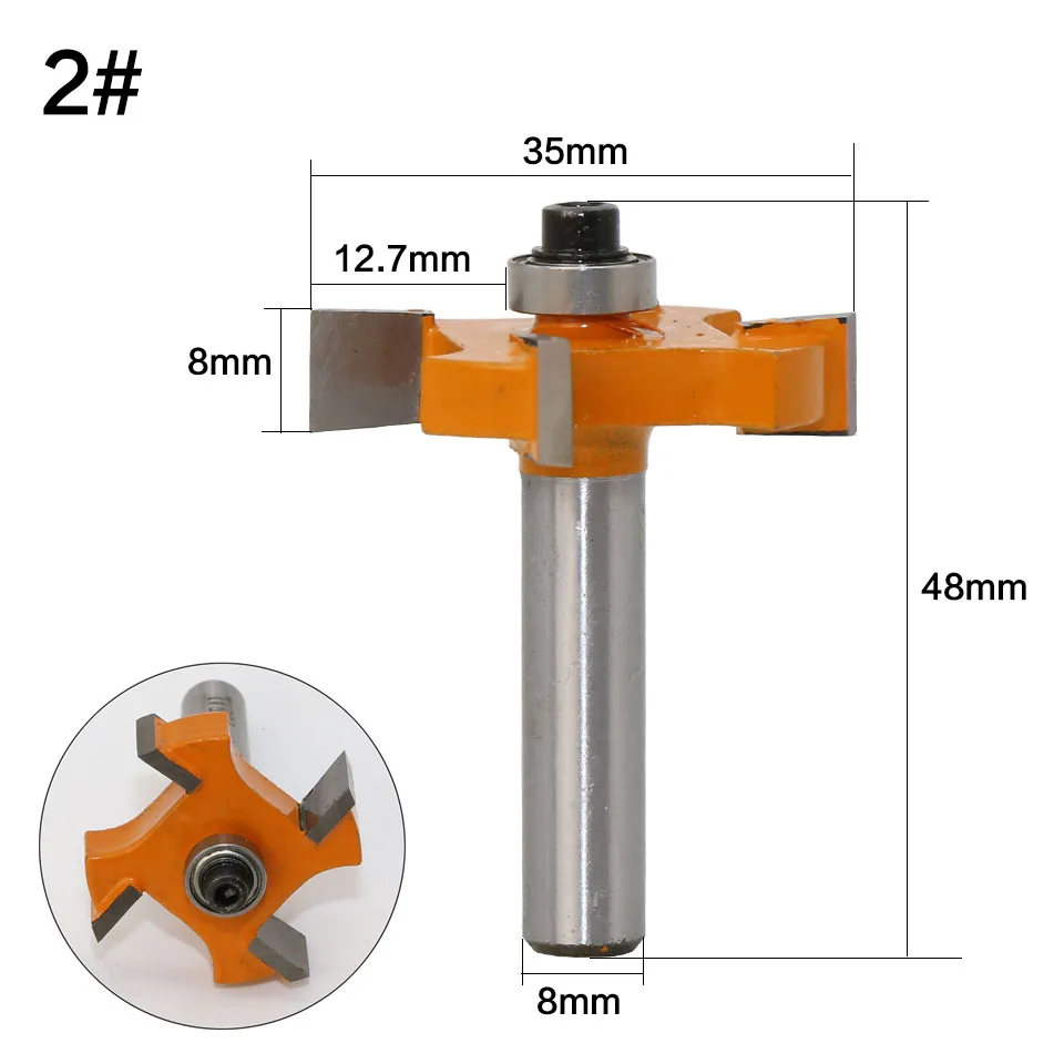 1pc 8mm Shank T type bearings wood milling cutter Industrial Grade Rabbeting Bit woodworking tool router bits for wood