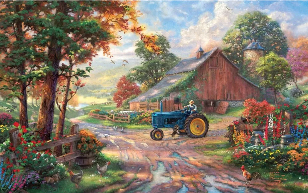 Farm owner and dog The wooden puzzle 1000 pieces ersion  jigsaw puzzle white card adult children's educational toys