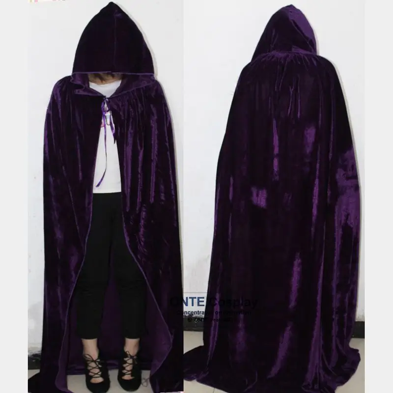 Cape longue de sorcière 5 couleurs, cape de grande taille pour Halloween, Costumes de Cosplay en velours, à capuche, Robes de Vampire