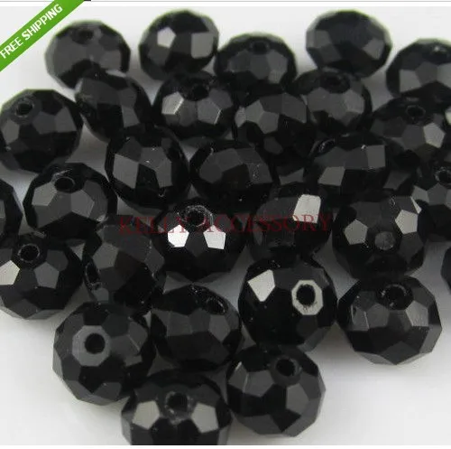 Wholesale 140pcs/lot 8MM Black Faceted Crystal Rondelle Beads Loose Spacer Glass Beads For Jewelry Making Bracelet DIY Beads