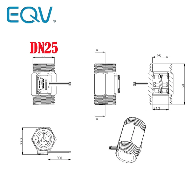 Water Flow sensor Hall Sensor Switch Flow Meter DN25 brass water meter Industrial turbine flowmeter 1 Inch water flow sensor