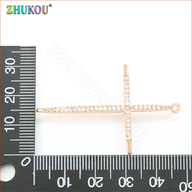 Cross Charms Korean Sweet Style Metal 30x48mm Crystal Pendant Charm for Necklace and Earrings Jewelry Accessories:VD409
