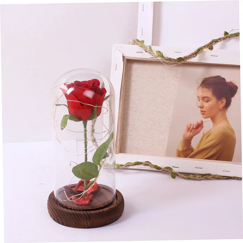 mycyk Battery Powered Red Flower String Light Desk Lamp LED Beauty Rose Romantic Valentine's Day Birthday Gift Christ Decoration