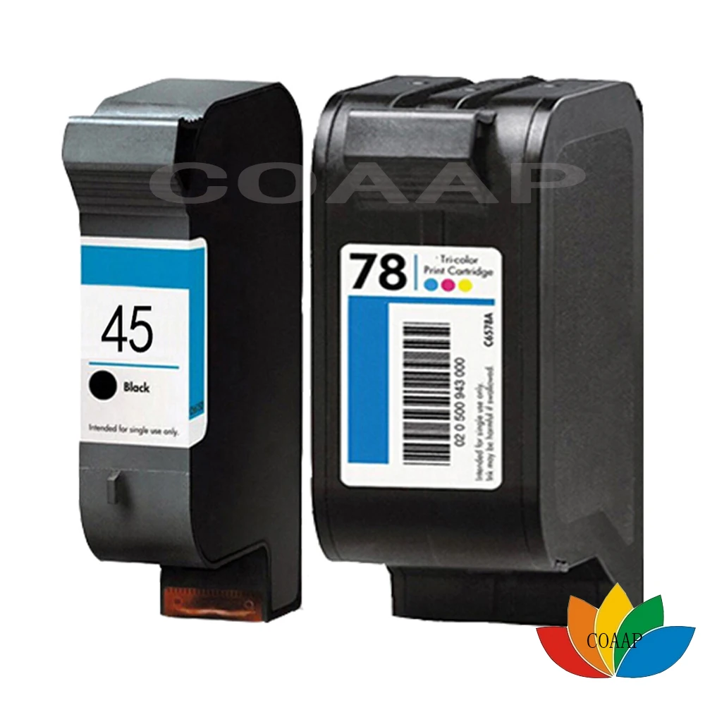 2x Refilled HP45 51645A for HP78 C6578D Ink Cartridges for HP Deskjet 710C,820Cse,820Cxi,920C,930C,948C 950C,970CXI,990CXI,995