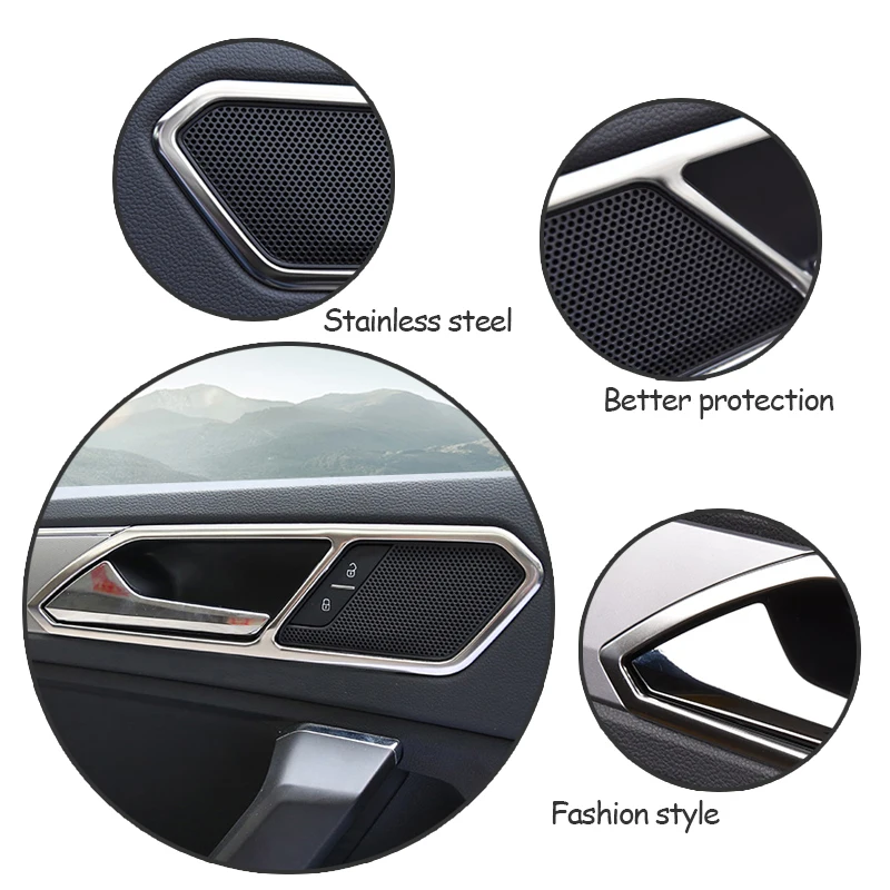 ZD Car Covers 4pcs/set For Volkswagen VW Tiguan 2 MK2 2016 2017 2018 Car Door Handle Bowl Frame Trim Cover Auto Accessories