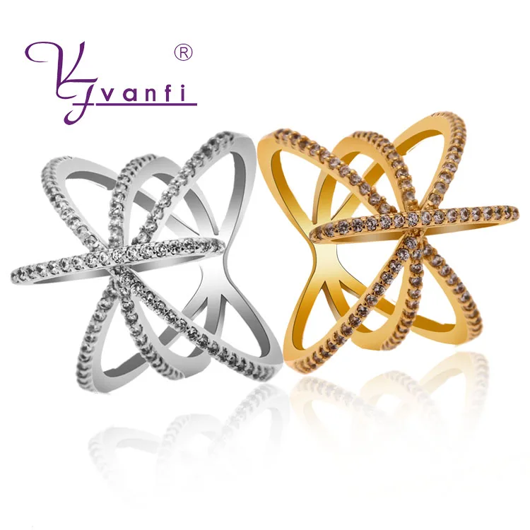 

Fashion Geometric Rings for Women Doble Shape Ring Zirconia Curved Gold and silver plated Jewelry Ring Accessoriesos