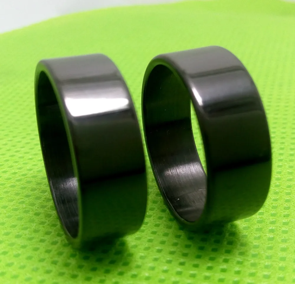 50pcs Stainless Steel Black Rings 8mm Men's Classic Stainless Steel Wedding Band Rings Wholesale Jewelry