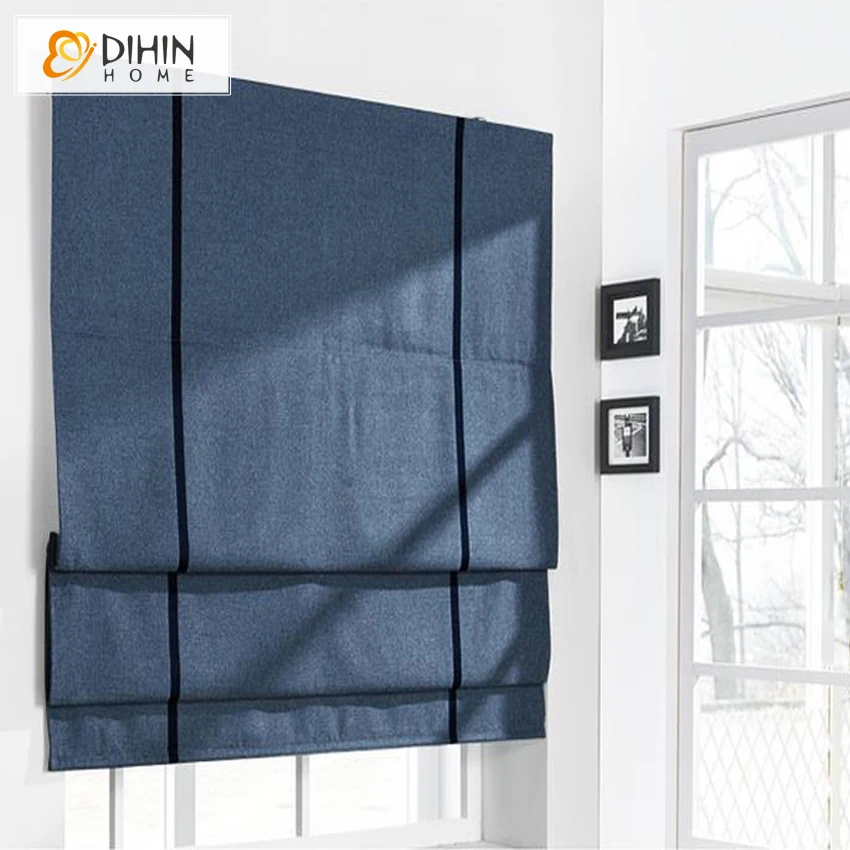 Modern Motorized Curtain 3 Color Cotton/Linen Roman Curtain Blind High Quality Custom Made Window Drapes For Living Room